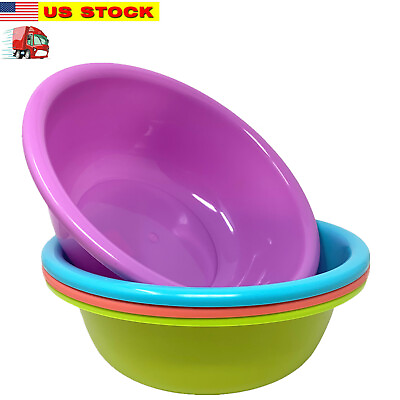 #ad 12quot; Round Plastic Wash Basin Dish Bowl Laundry Bowl Cleaning Pail 4 Colors $7.99