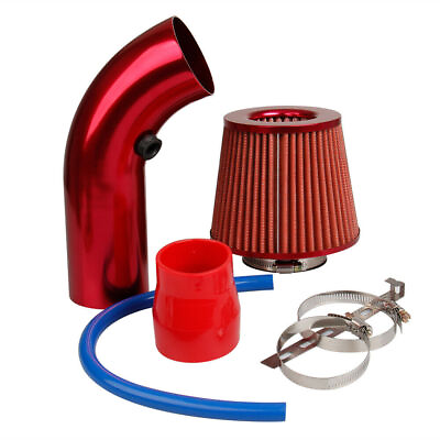 #ad Car Cold Air Intake Filter 3#x27;#x27; Power Flow Hose Induction Pipe Kit Aluminum Red $24.19