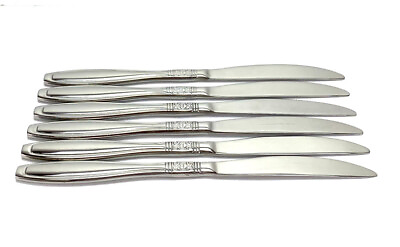 #ad 6 Oneida VISTA Stainless Dinner Knives 9 1 2” Outline Glossy China Flatware $26.99