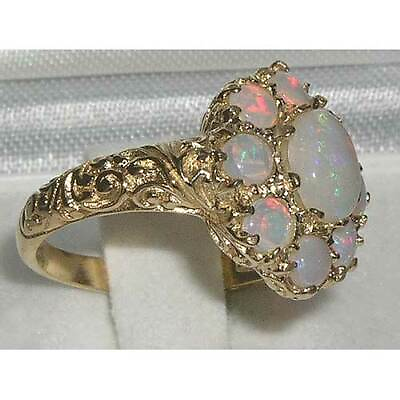 #ad Solid 9k Yellow Gold Natural Opal Womens Cluster Ring Sizes 4 to 12 $539.00