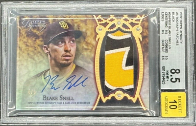 #ad #ad 2022 Topps Dynasty Autograph Patch Blake Snell Auto 5 BECKETT 8.5 $250.00