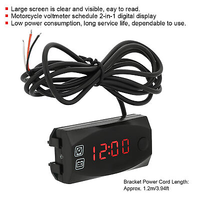 #ad Car For Multifunctional Motorcycle Voltmeter Electronic Clock Gauge 2 in 1 LED $8.90
