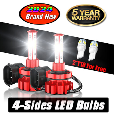#ad 2X H9 H11 LED Headlights Kit Combo Bulbs 6000K Low Beam Super White Bright $14.99