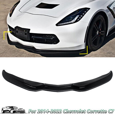 #ad For 2014 2019 Corvette C7 Stage 2 Front Bumper Lip Splitter Spoiler Gloss Black $165.37