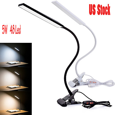#ad 5W Dimmable Clip On LED Desk Lamp Flexible Reading Light Black Friday $13.99