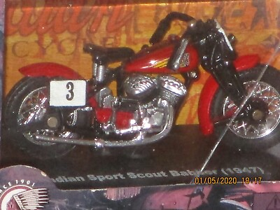 #ad Indian Die Cast Motorcycle Indian Sport Scout Babber 1947 Brand New In Box 1:32 $11.25