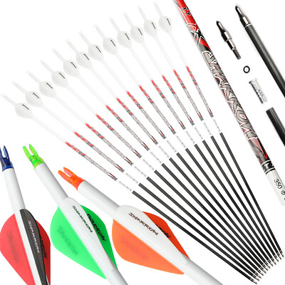 #ad 32quot; Pure Carbon Arrows ID6.2mm SP300 800 Archery Recurve Bow Fields Tips Hunting $59.21