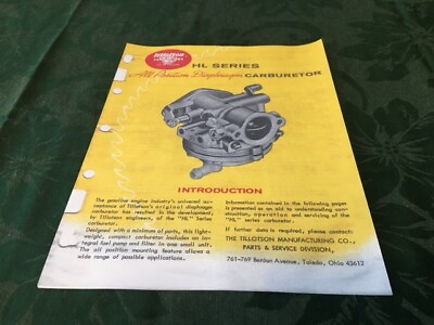 Vintage Tillotson Chainsaw HL Carburetor Carb Tuning Service Operation Manual $9.35