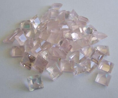 #ad Natural Rose Quartz 50 Pcs Square Faceted Cut 10x10mm Wholesale Loose Gemstone $134.80