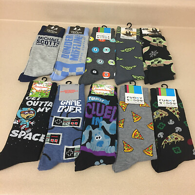 #ad novelty socks mens crew multiple styles christmas characters TV new tags AR263 $5.95