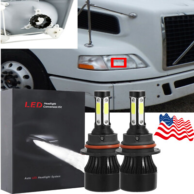 #ad 4 Side Bright LED Headlight Bulbs Kit Conversion Lamps for VOLVO VN VNL VNM $29.14