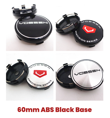 #ad 4 x 60mm Alloy Wheel Center Cap Hubcap ABS black base Vossen Logo 7 Models $19.25