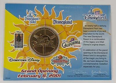 #ad 2001 Grand Opening Disneyland Resort Commemorative Medallion $19.98