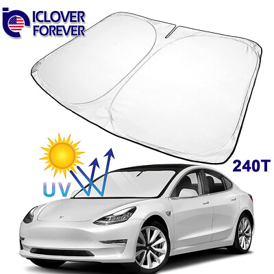 #ad For Tesla Model Y 3 Windshield Sun Shade Front Cover UV Visor Sunshade Foldable $10.98