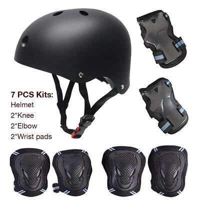 #ad US 7Pcs Set Helmet Knee Elbow Adult Teens Skateboard Safety Protective Gear M L $37.90
