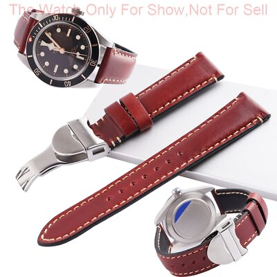 #ad 20mm Top Leather Replacement Wrist Watchband Strap For Tudor Black Bay 58 Seiko $25.58