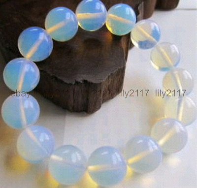 #ad 10mm beautiful genuine natural australian white opal gems beads bracelet 7.5quot; $3.29