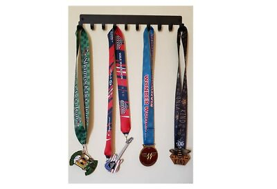 #ad Plain Metal 10 hook bar rail hangs medals keys belts lanyards home storage $14.99