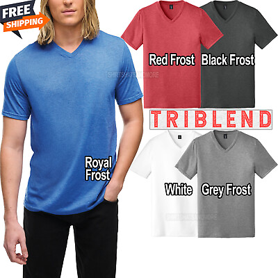 #ad Mens Tri Blend Soft Blended V Neck T Shirt Tee 5 Colors XS 4XL NEW $16.99