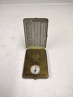 #ad Antique Sunwatch Mfg Co. Brass Pocket Sun Dial amp; Compass $49.95