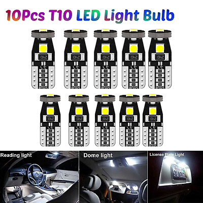 #ad New 10Pcs White LED Interior Dome Map License Light Bulb T10 W5W 194 168 CANBUS $5.56
