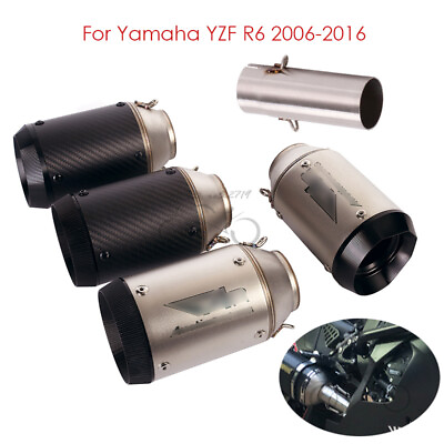 #ad For Yamaha YZF R6 2006 16 Exhaust Tips Tail Carbon Mid Link Pipe Slip on System $108.14