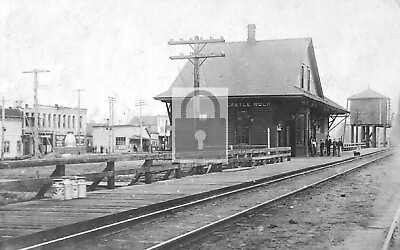 #ad Railroad Train Station Depot Castle Rock Washington WA Reprint Postcard $4.99