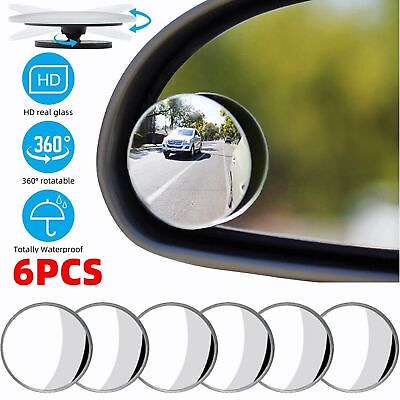 #ad 6PCS Blind Spot Mirrors Round HD Glass Convex 360° Side Rear View Mirror for Car $8.00