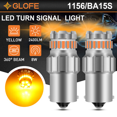 #ad GLOFE 1156 7506 Car Error Free Amber yellow LED Turn Signal Parking Light Bulb $15.07