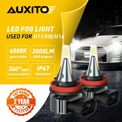 #ad 2x AUXITO H11 H8 LED FOG Light Bulb 6000K Xenon White H16 Error Free Canbus B $20.99