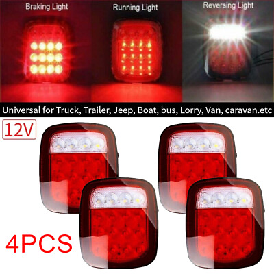 #ad 4 x LED Tail Lights Brake Reverse Stop Turn Signal For Jeep Semi Truck Trailer $32.95