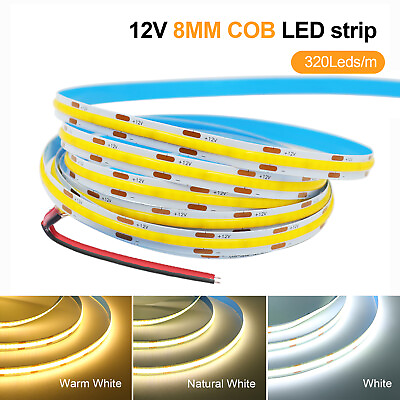 #ad COB LED Strip Light Flexible Tape Lights Home DIY Lighting Cold White 5m 12V 24V $9.80