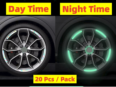 #ad 20 Pcs Car Wheel Rim Laser Reflective Vinyl Decal Sticker Universal For 16quot; 21quot; $3.95
