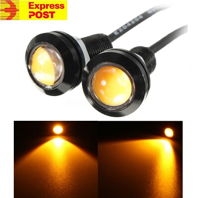 #ad LED Amber Yellow Eagle Eye Light DRL Fog Bulbs Foglight Motorbike Motorcycle Car AU $29.99