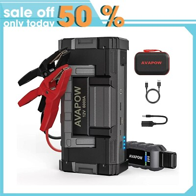 AVAPOW 6000A Powerful Car Battery Jump Starter with Dual USB Quick Charge DC 12V $111.99