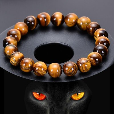 #ad 100% Natural Tiger Eye Bracelets Handmade Stone Bracelet for Men Women 6 8 10mm $8.99