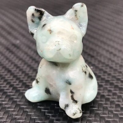 #ad Natural Quartz Crystal Sitting French Bulldog Gem Stone Mini Pet Figurine Decor $3.66