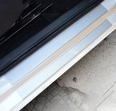 4PC Carbon Fiber Car Door Sill Scuff Cover Scratch Protector Vinyl Decal Sticker $6.99
