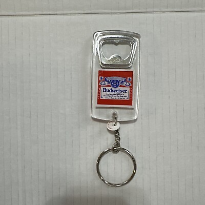 #ad Vintage Budweiser Beer Clear Plastic Key Chain Bottle Opener. $11.90