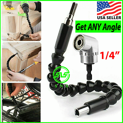 Right Angle Drill Adapter Flexible Shaft Extension Bits amp; Screwdriver Hold 1 4quot; $6.59