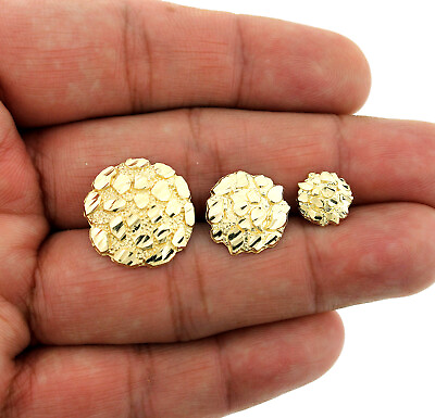 #ad Men#x27;s Women#x27;s Kid#x27;s 10K Solid Yellow Gold Diamond Cut Round Nugget Stud Earrings $199.99