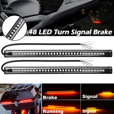 #ad 2x Flowing LED Turn Signal Tail Brake Light Strip For Bobber Cafe Racer Cruisers $9.99