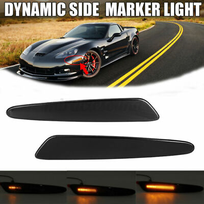 #ad Smoke Flowing Front LED Side Marker Light for Chevrolet Chevy Corvette C6 05 13 C $37.99