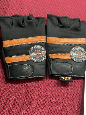 #ad Harley Davidson fingerless gloves leather 100% $54.99