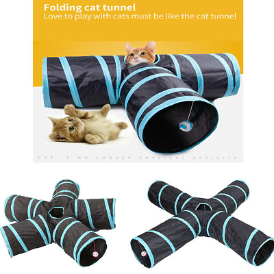 EPaw Collapsible Cat Tunnel 3 4 5 Interactive Indoor Cats Peek Hole Kitten Toys $12.99