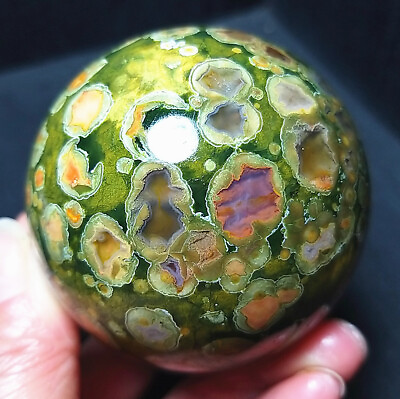 #ad TOP 308.6G 62mm Natural Polished Colorful Sparrow Stone Agate Crystal Ball A2353 $125.91