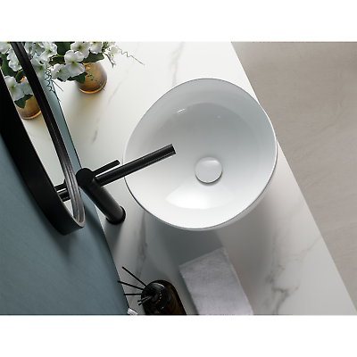 #ad Bathroom Sink White Bowl Shaped Above Counter Ceramic Vessel Sink Pop up Drain** $75.96