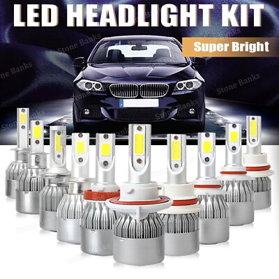 #ad 9005 9006 H11 H13 9007 H1 H3 H4 H7 5202 LED Headlight 6000K Bulb Kit Hi Low Beam $10.99