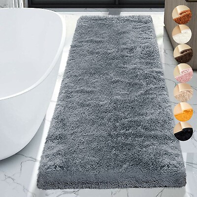 #ad Extra Long Non Slip Shaggy Bath Mat Bathroom Rugs Super Soft Washable Floor Mats GBP 13.46