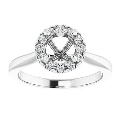 #ad Round Cut Custom Natural Diamond Engagement Women Ring Semi Mount 14K White Gold $480.00